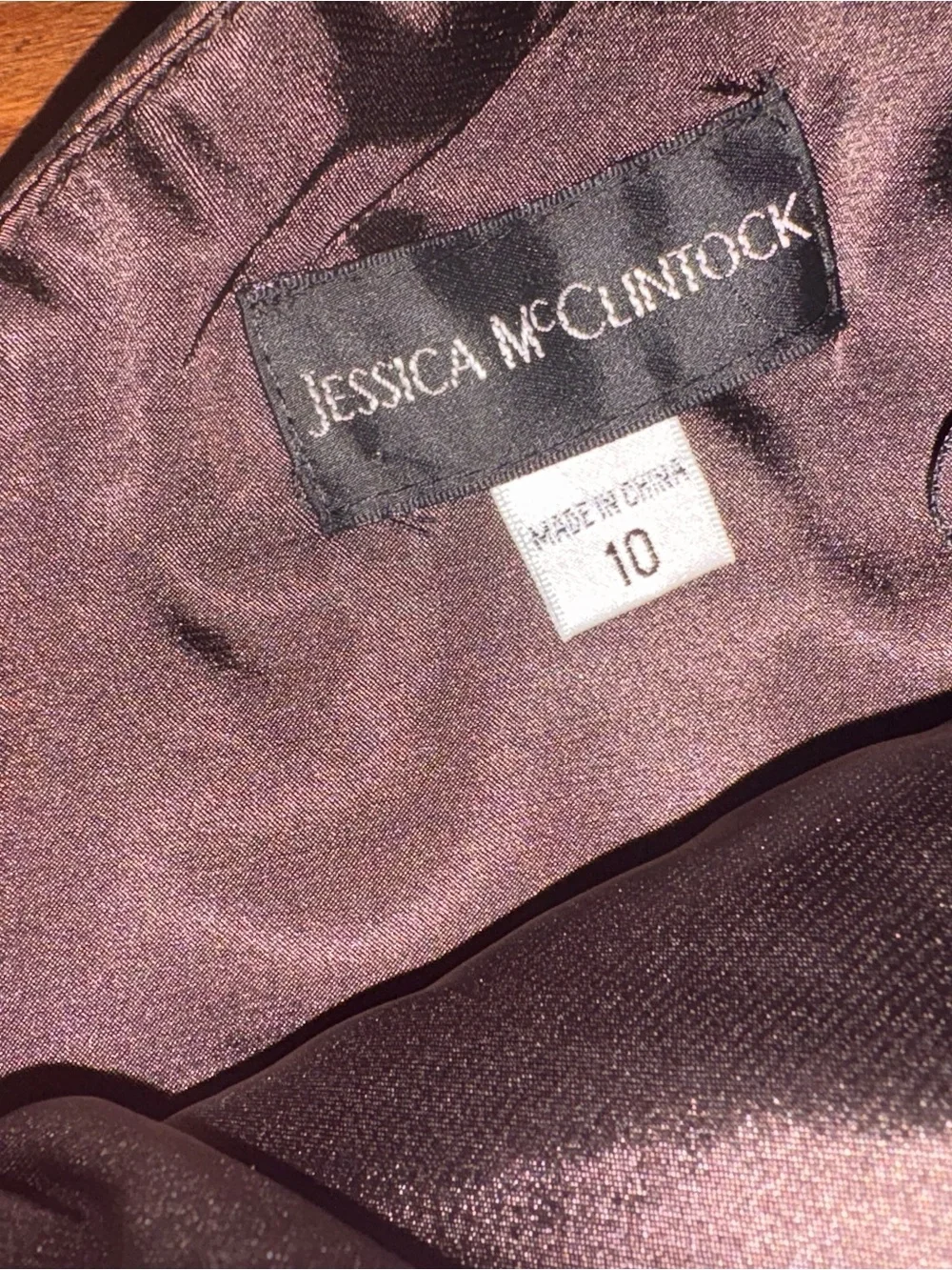 Vintage Jessica McClintock metallic brown/bronze bandage cocktail dress.